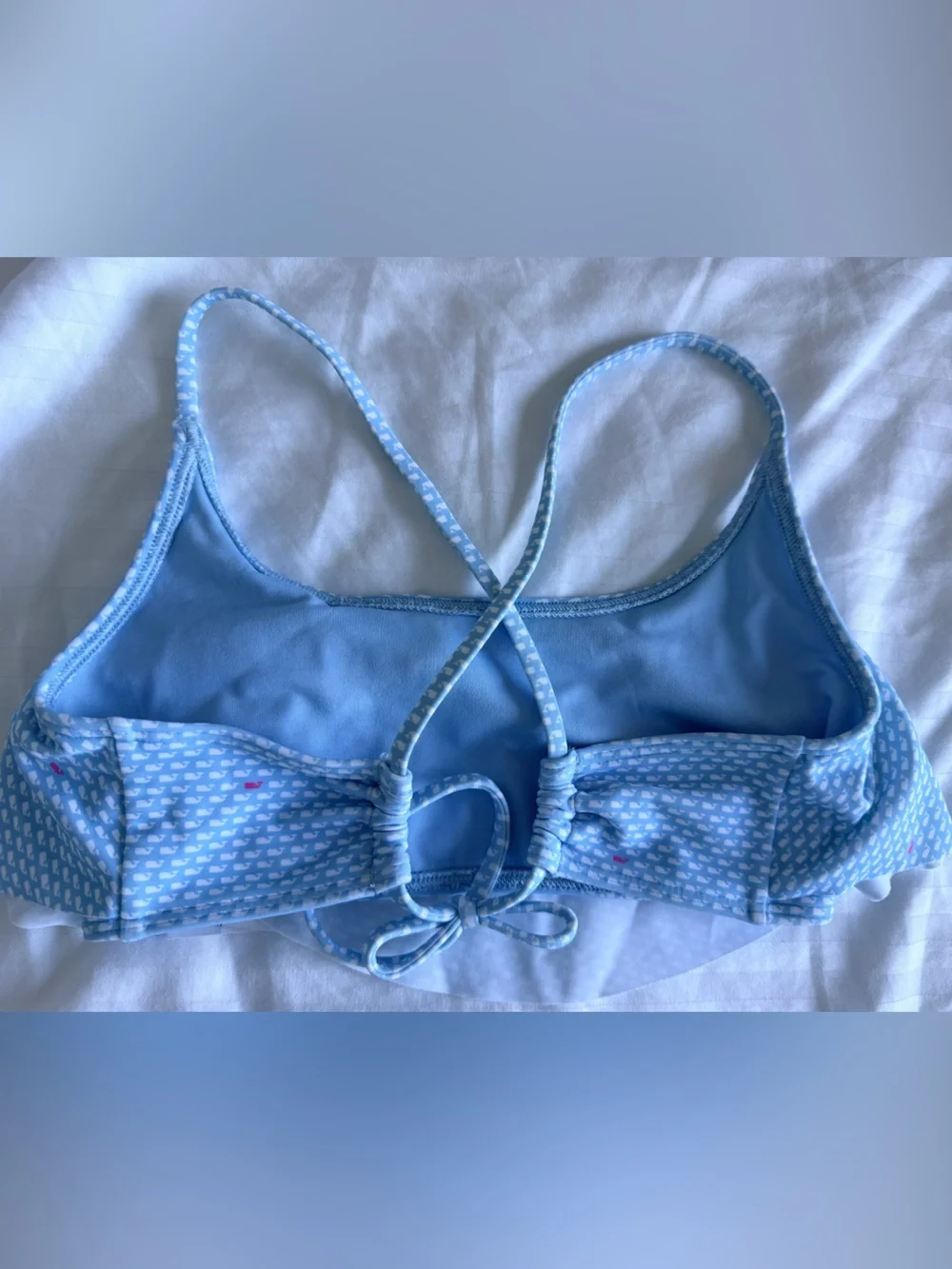 Vineyard Vines Girls' Jake Blue Printed Flounce Bikini - Light Blue & White NWT